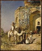 Edwin Lord Weeks Old Blue Tiled Mosque Outside of Delhi India Sweden oil painting artist